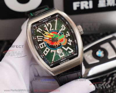 AAA Replica Franck Muller Vanguard Yachting Dragon King V45 Steel Case Green Face Watch